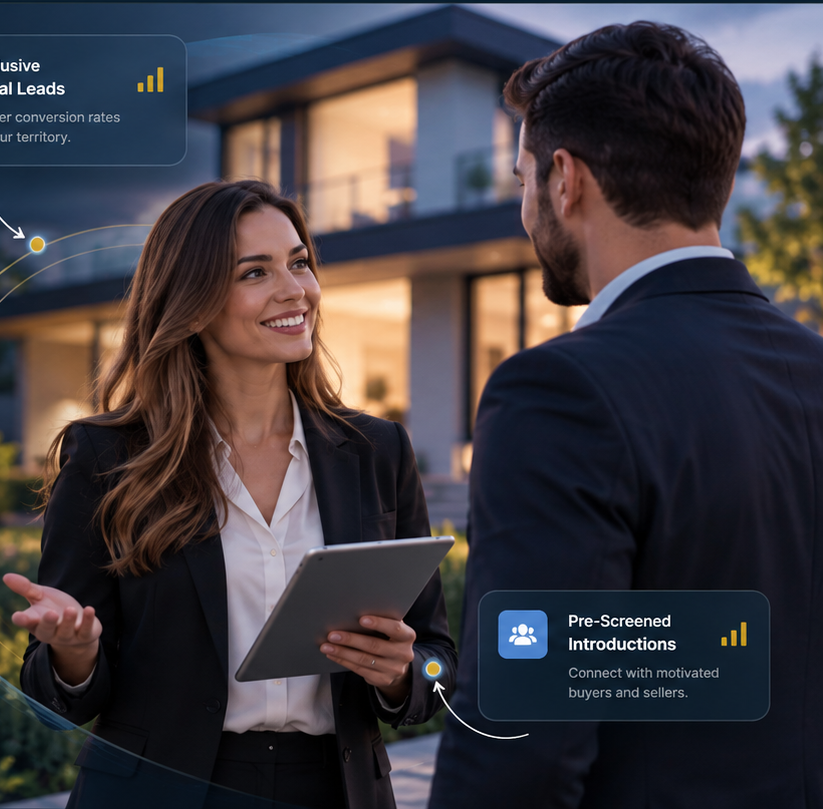 Real estate professionals discussing exclusive territory opportunities
